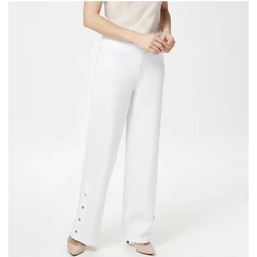 Isaac Mizrahi Stretch Wide‎ Leg Snap Detail Pants